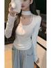Pure Desire Lace Patchwork Square Neck Long Sleeve T-shirt for Women