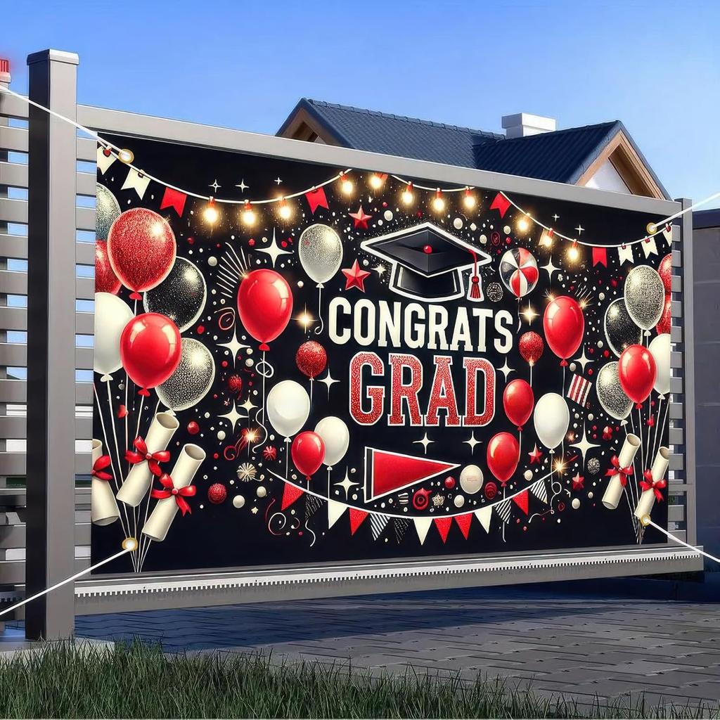 Graduation Banner 71 x 43 Inch Congrats Grad Party Decoration Graduation Photo Backdrop for Class of 2025 Graduations Celebration Senior Graduate