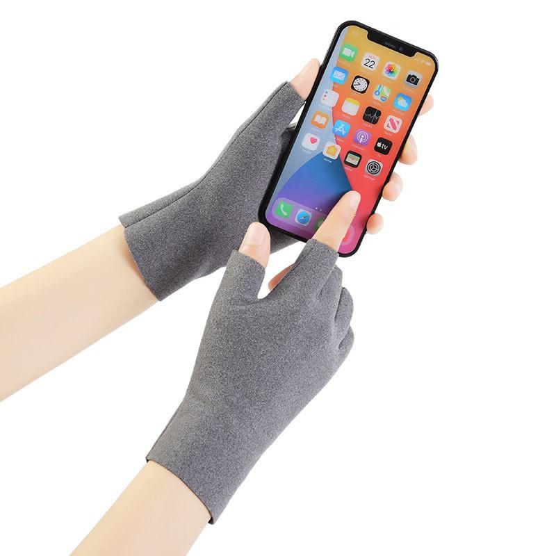 Warm Fleece Half-Finger Gloves Women Winter Typing Writing Student Office Use Soft Stretchy Thin