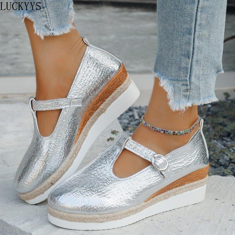 Mode Leopard Pumps Damen Bedruckte Keilabsatz Freizeitschuhe Herbst Plateau Schnalle Laufschuhe Vielseitige Damenschuhe Zapatos De Mujer