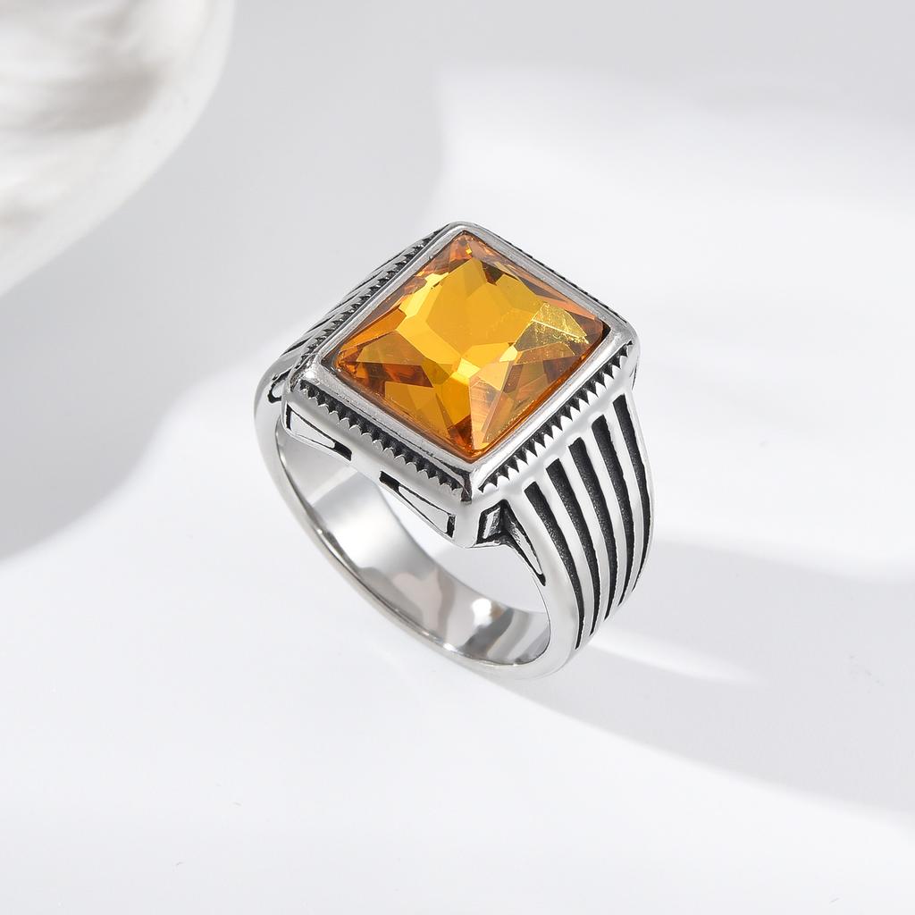 R3511 Exquisiter Mode-Herrenring aus Edelstahl mit Achat Tigerauge, Vintage, Direktverkauf ab Werk