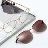 Magnet Clip On Sunglasses Fashion Anti Blue Light Eyewear Women Luxury Brand Metal Oval Frame 2 In 1 Eyeglasses