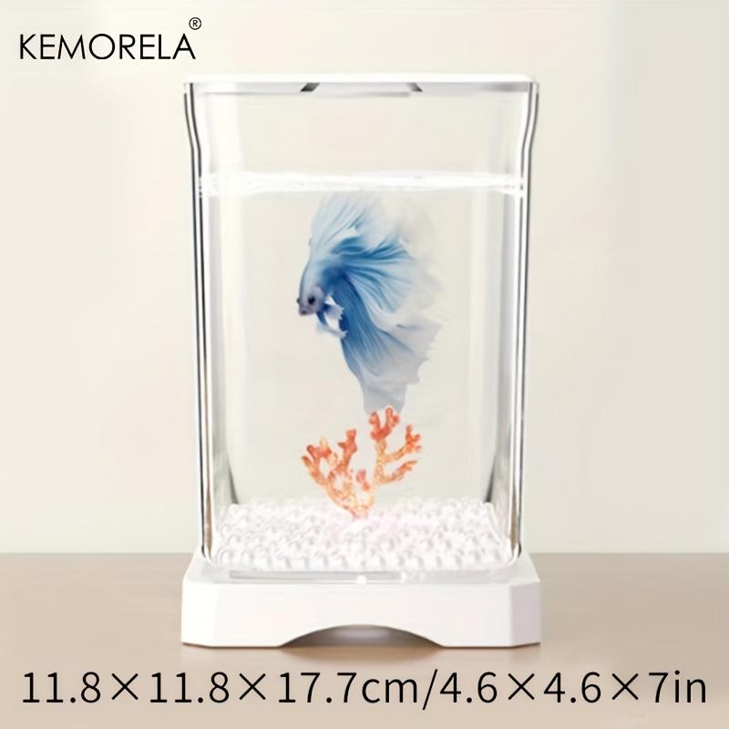 Acrylic Betta Fish Tank High Transparency with Feeding Hole Desktop Fish Bowl Removable Small Landscape Fish Tank