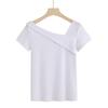 Clearance Women's Slanted Shoulder Modal Cotton Short Sleeve T-Shirt - Stylish & Comfortable