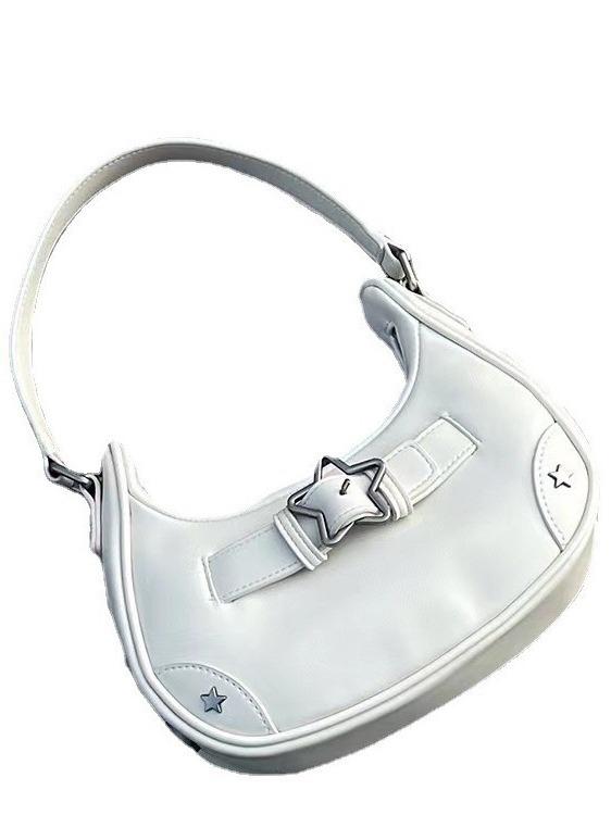 2025 Niche Women's Baguette Bag - PU Leather, Large Capacity, Star Buckle, Hot Girl Underarm Style, High-End Feel, Single Shoulder
