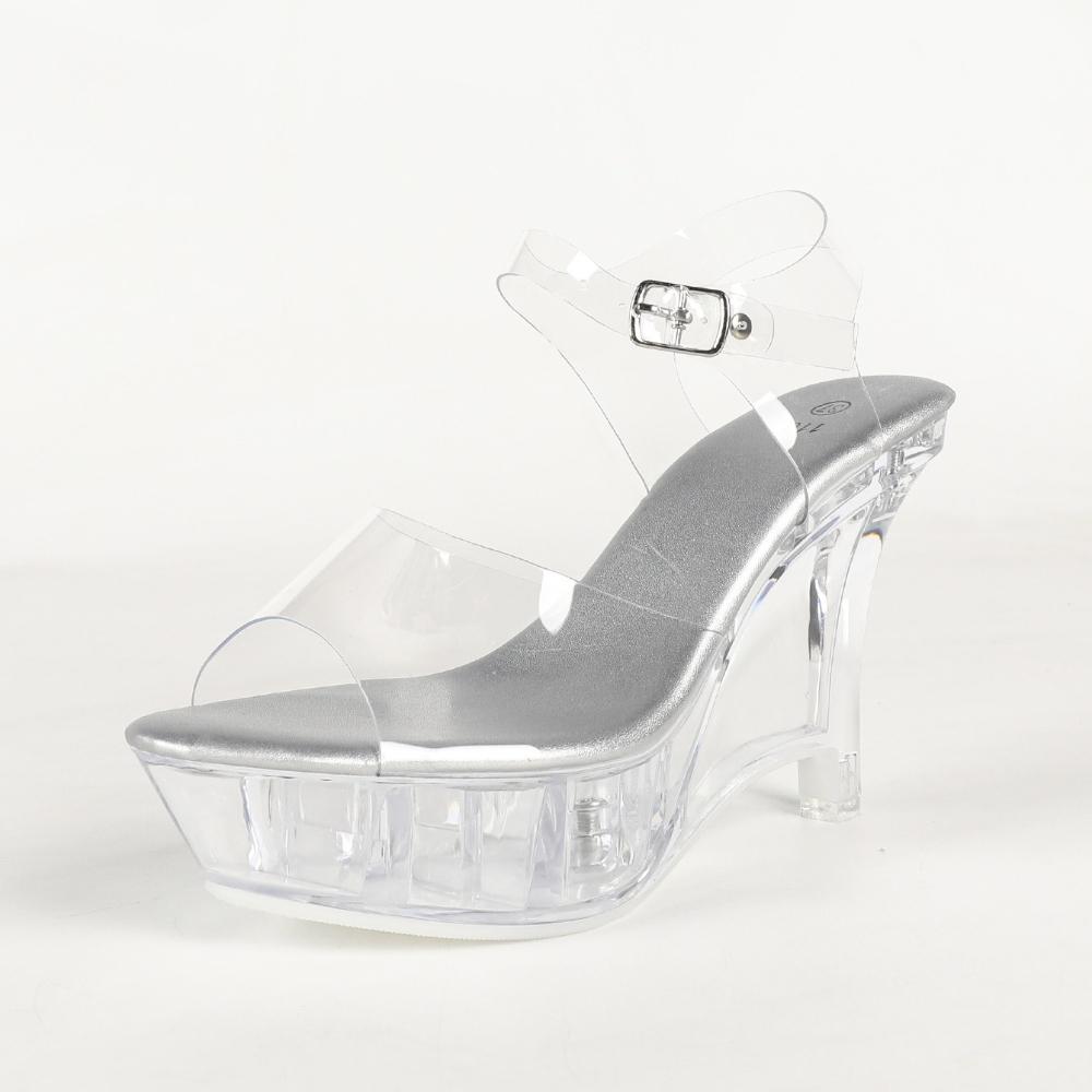 2026 European Peep Toe Platform Sandals, Transparent Single Strap Crystal Stiletto Heels For Party Dress LFD1109-2