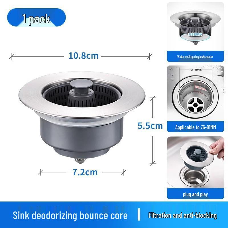 Stainless Steel Kitchen Sink Drainer  Leak Stopper Plug