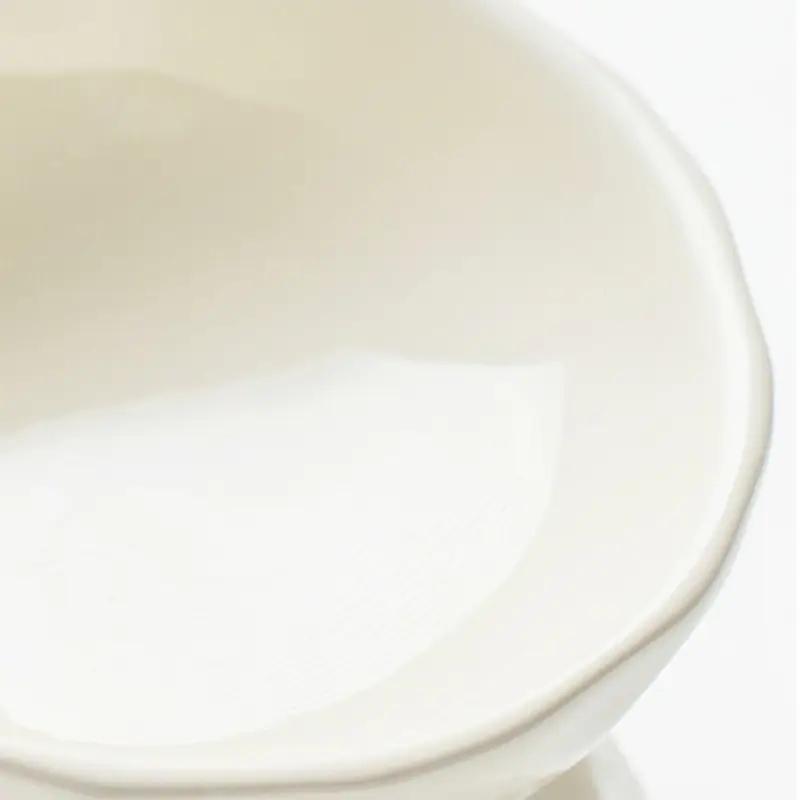 Non-slip Ceramic Pet Bowl High Foot Design, Creative Slanted Flat Mouth Food Water Feeding Basin for Cat Dog