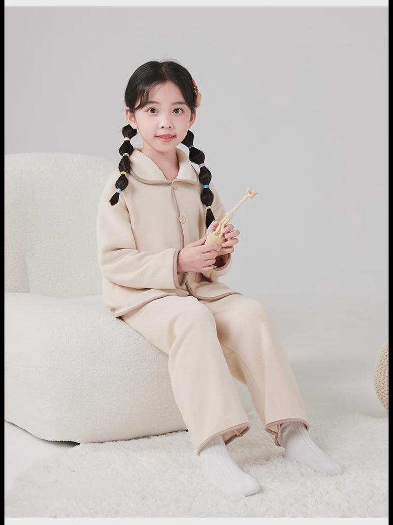 Dziecięce polarowe zestawy odzieży domowej na jesień/zimę - zestawy piżamy i spodni dla chłopców i dziewczynek, ciepłe stroje dla rodziców i dzieci