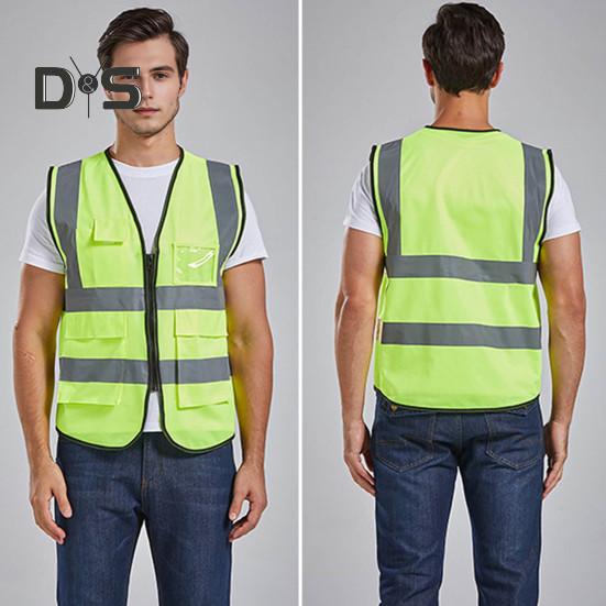 Kamizelka robocza męska damska odblaskowa kamizelka dekolt w serek bez rękawów zamek błyskawiczny plisa oddychająca nocna kamizelka bezpieczeństwa
