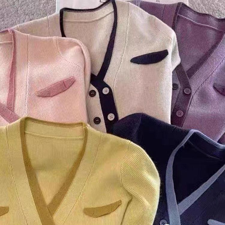 Frühling Strickjacke Frauen Koreanische Version Lose Feste Ausländischen zweireiher Strickjacke Vielseitig Weiche Klebrige Pullover Mantel Frauen