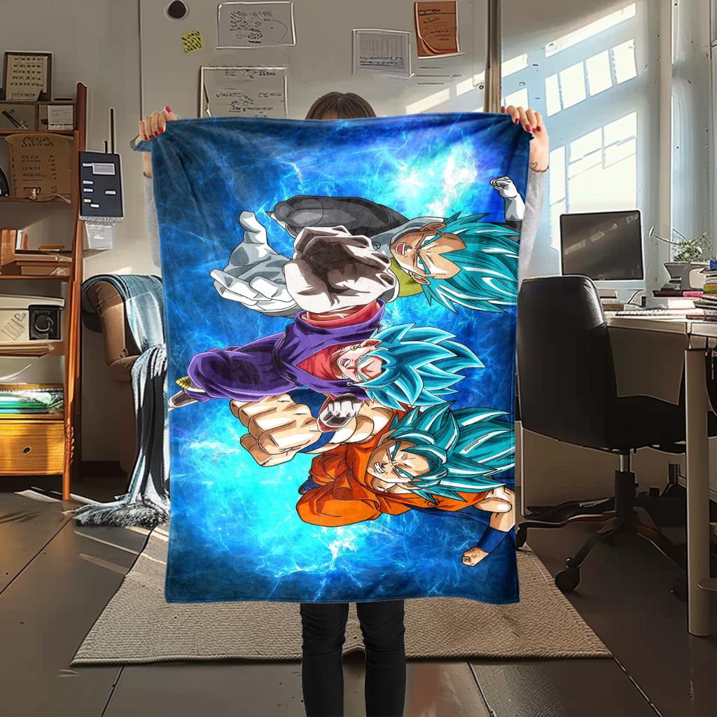 1pz Coperta in Flanella con Stampa Dragon Ball Super, Alta Qualità per Tutte le Stagioni, Decorazione per la Casa, Calore e Comfort, Perfetta per Regali di Natale