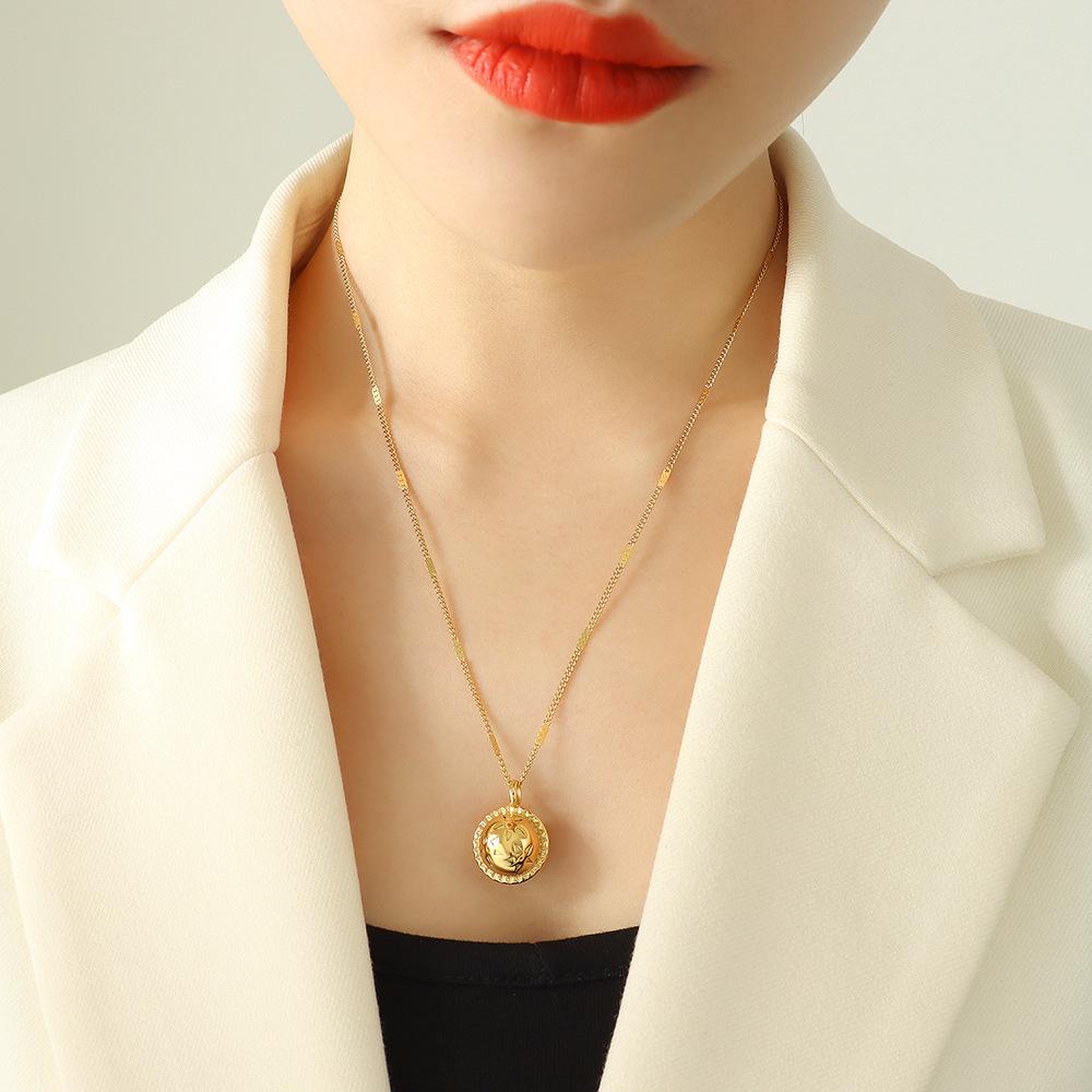 Elegant French Summer Titanium Steel Planet Necklace - Gold Plated Clavicle Chain