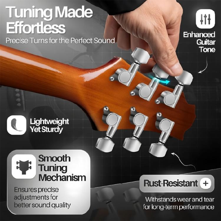 6Pcs Metal Guitar Tunings Pegs Machine Head String Tuners Tunings Key Replacement Acoustics Guitar Tuner Enduring