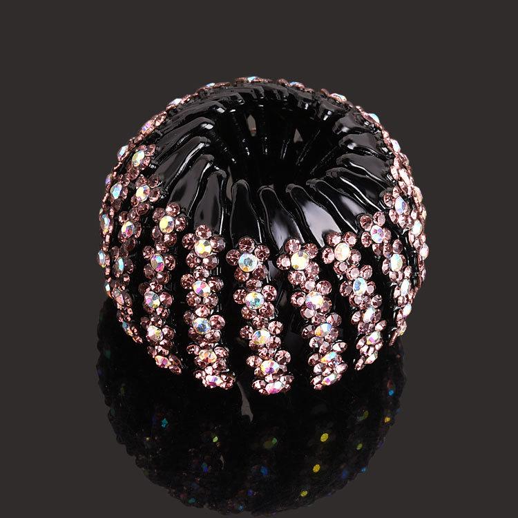 "Elegant Rhinestone Hair Clip & Ponytail Holder - Bird's Nest Design"