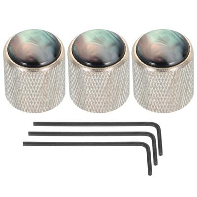 Uxcell Guitar Bass Dome Knob Black Shell Top 6mm Silver Metal Volume Tone Control for Electric Guitar Bass with Internal Hex Spanner Set of 3