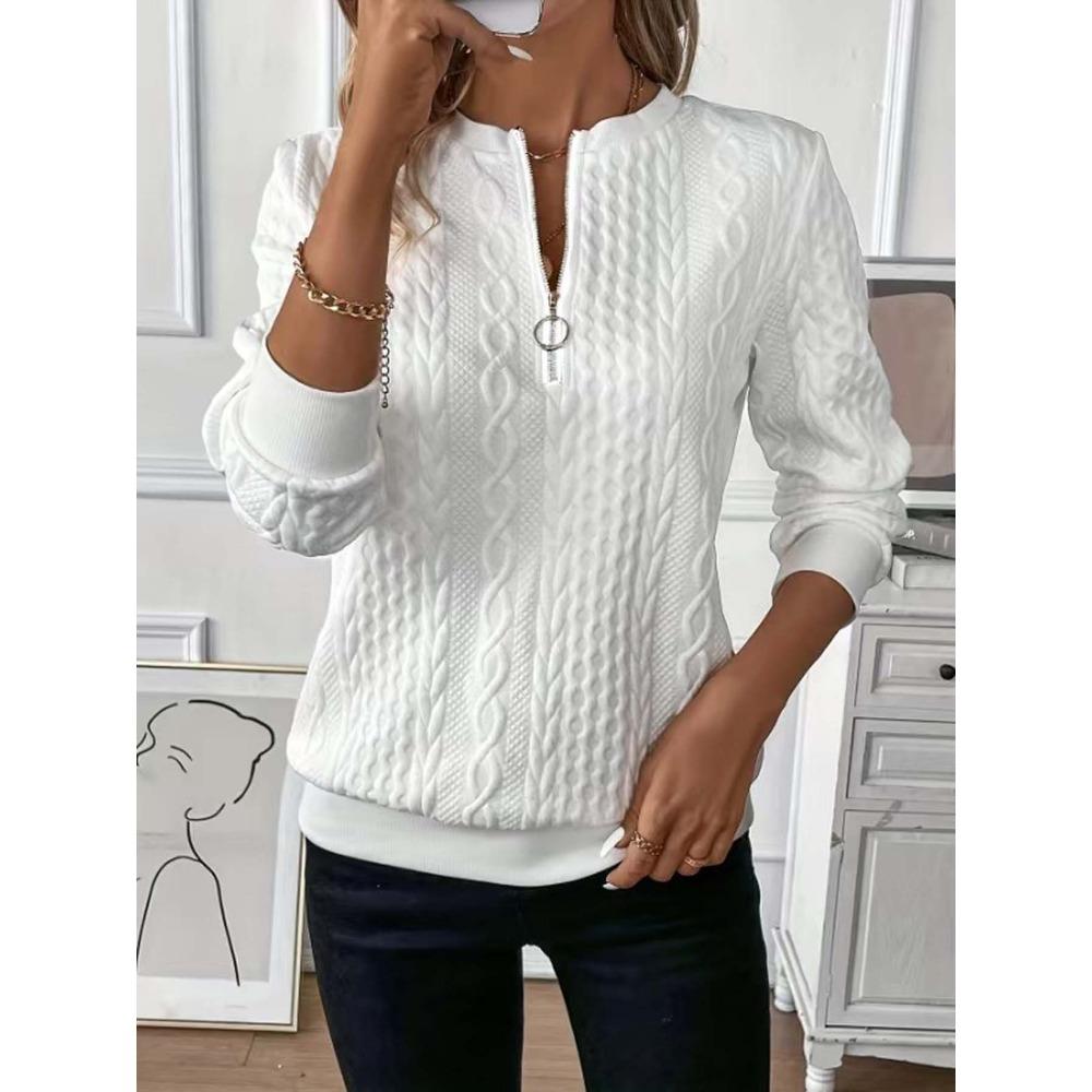 Women's Half Zip Long Sleeve Sweatshirt Loose Fit Casual Knit Pullover Top