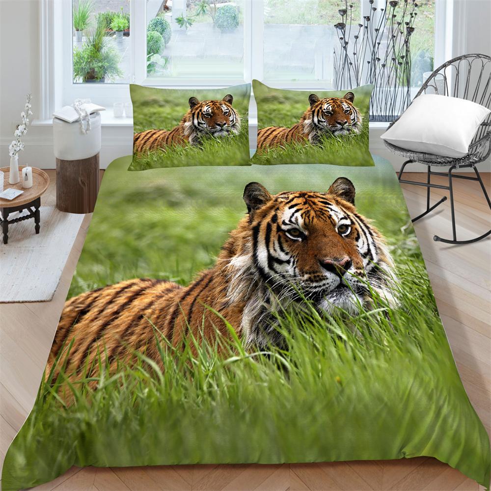 Tiger Duvet Set 3D Animals Printing Bedding Set Newly Bedding Cover Suit Single Size Bedspread Polyester Pillowcase