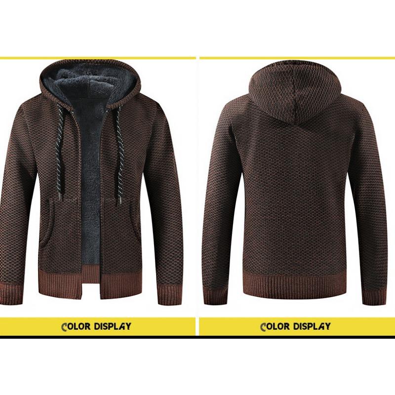 Herren S Einfarbig Langarm Kapuzen Fleece Strickjacke Pullover Für Teenager