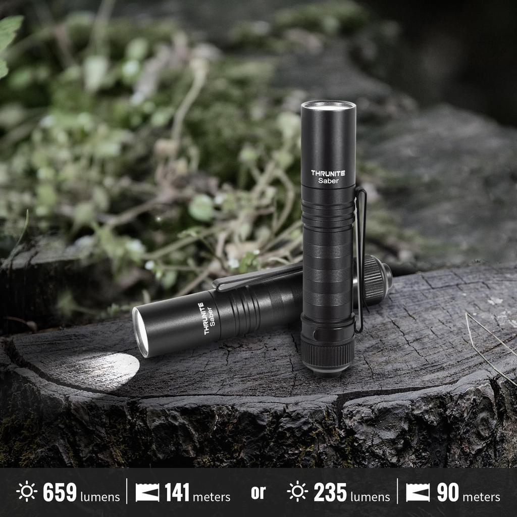 ThruNite SABER Compact and Lightweight EDC 659 Powerful Handheld Flashlight with Multiple Flashlight with IPX8 Ideal for Outdoor Night Disaster Crime