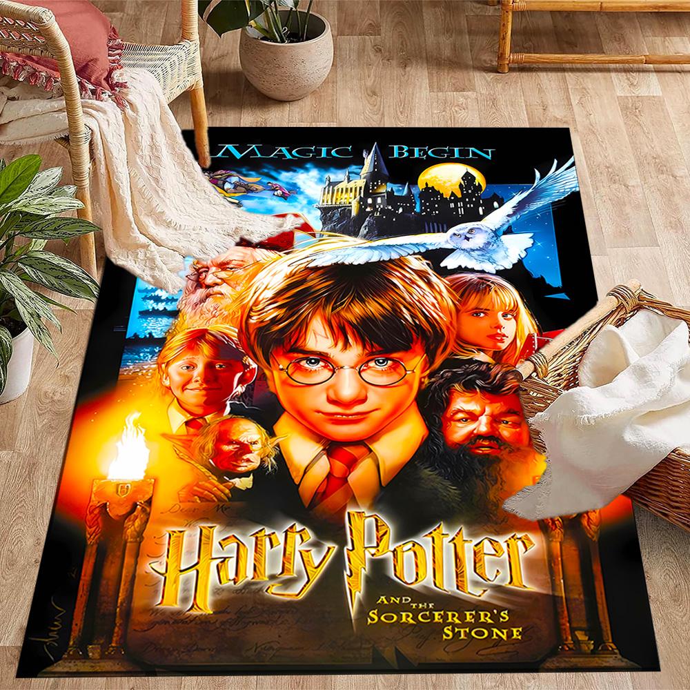 Harry Potter Hogwarts Themed Anti-Slip Rugs - Polyester Home Decor, Suitable for Bedrooms, Living Rooms, Doorways, Studios, and Decorations