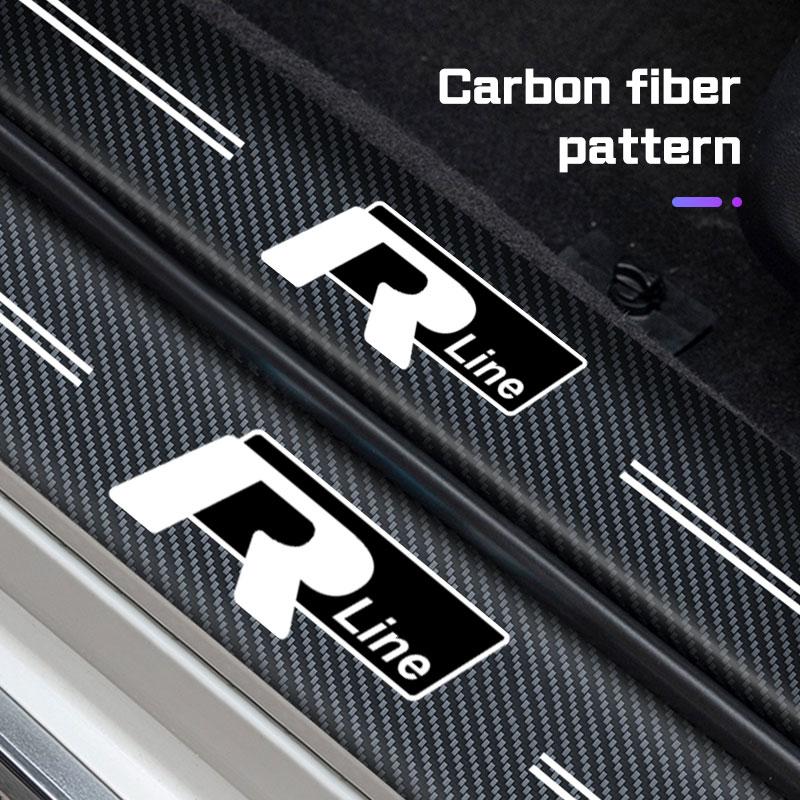 XMZSA1 For Volkswagen VW Carbon Fiber Car Door Sill Sticker R Line Tiguan Jetta Golf 3 4 5 6 7 Polo Passat Threshold Pad Film Accessory