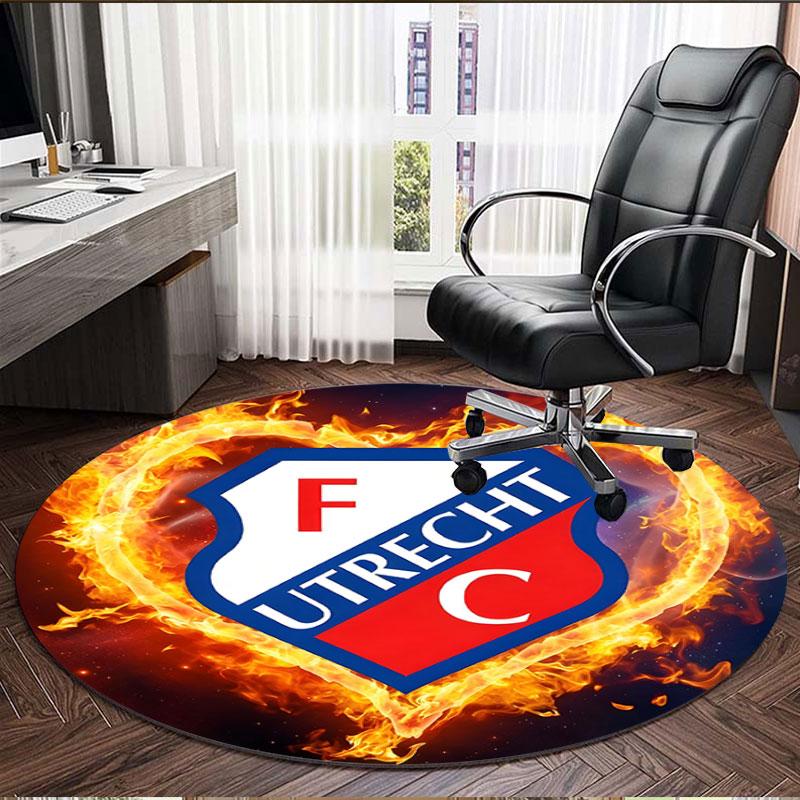 FC Utrecht Print Round Rug, Washable Floor Carpet, For Entryway Dorm Laundry Room Office Study, Home Decor Birthday Christmas Gift
