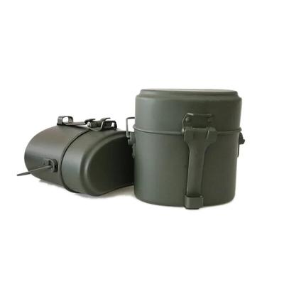 3 in 1 aluminium kampeerlunchbox legerkantine beker pot voor picknick reizen waterbeker kom buiten militair koken kookgerei set