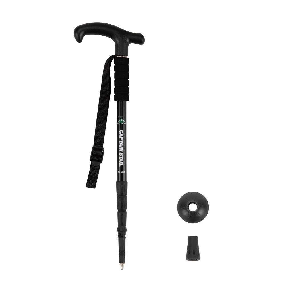 Captain Stag Trekking Type 4 (CAPTAIN STAG) Poles, 2, Compact, Sections, Pinlock, T-Grip, Black, UY-7099