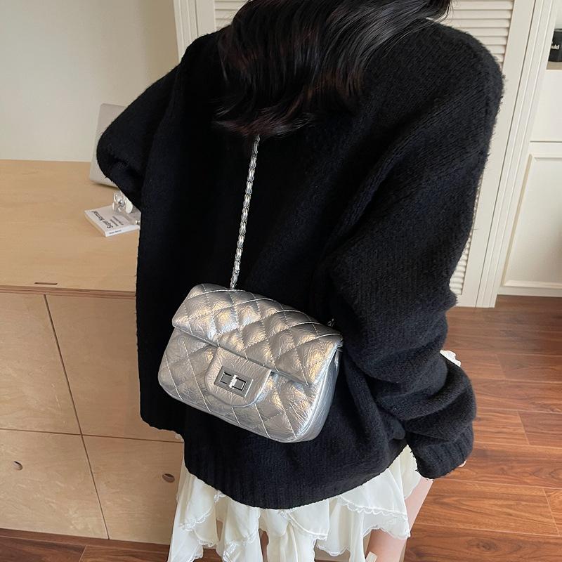 \ Rhombus Small Bag Women's Spring Summer New Trendy Fashion Chain Small Square Bag Casual One Shoulder Crossbody