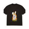 White T-Shirt with Angry Bunny in Flames and Russian Text for Casual Wear