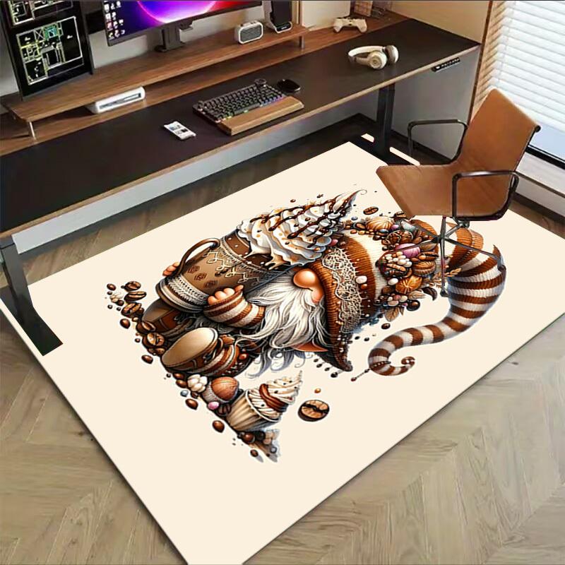 1PC Gnome Coffee Extra Large Non Slip Floor carpet, Office, family, bedroom Large Area Rug Indoor Rugs, Vibrant Colors