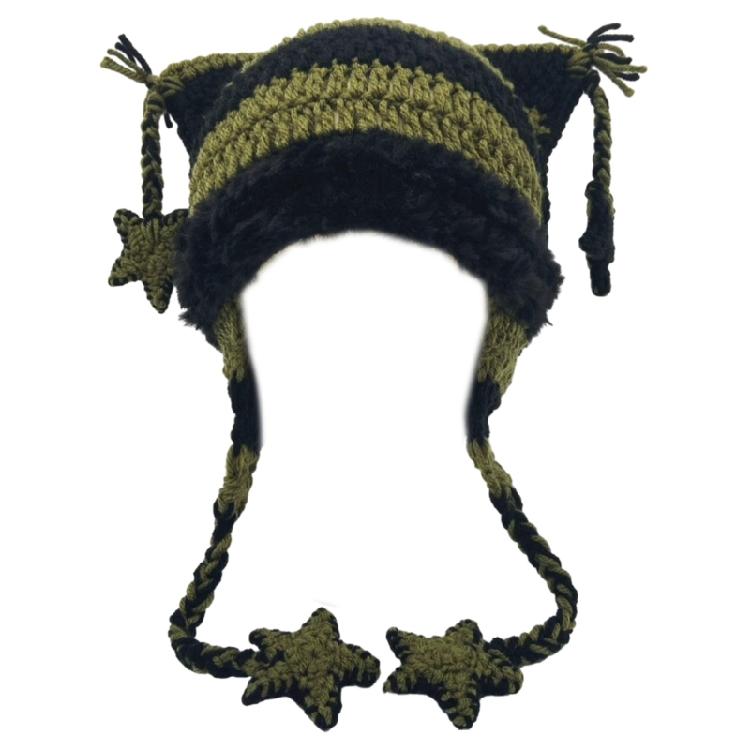 Cartoon Kitten Hat Skiing Photo Props Halloween Thick Hat Adults Kids