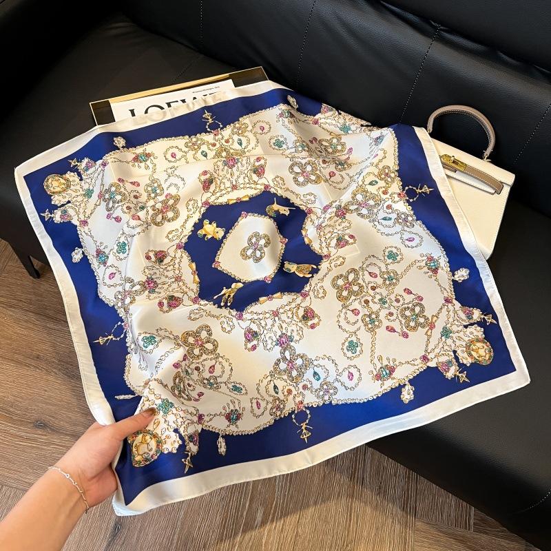 Mother's Day Silk Scarf Muse Festival Gift Simulation Silk Silk Scarf Premium Spring and Summer Square Scarf 71 Silk Decorative Small Scarf