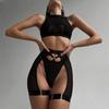 Black Sheer Mesh Wire-Free Sexy Women's Lingerie Set