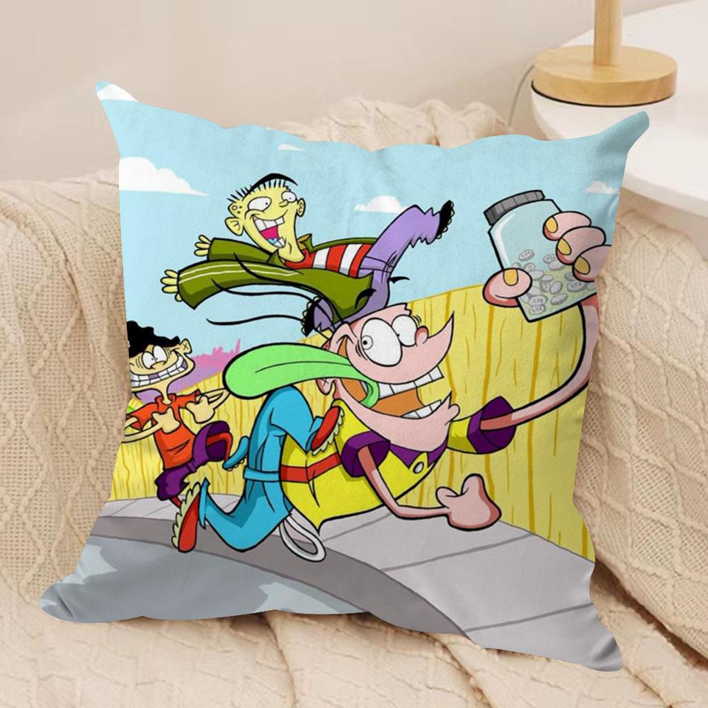E-Ed Edd N Eddy Cushion Cover Silky Short Plush Double-Sided Printed Pillow Case for Sofa All Seasons Home Decor Gift