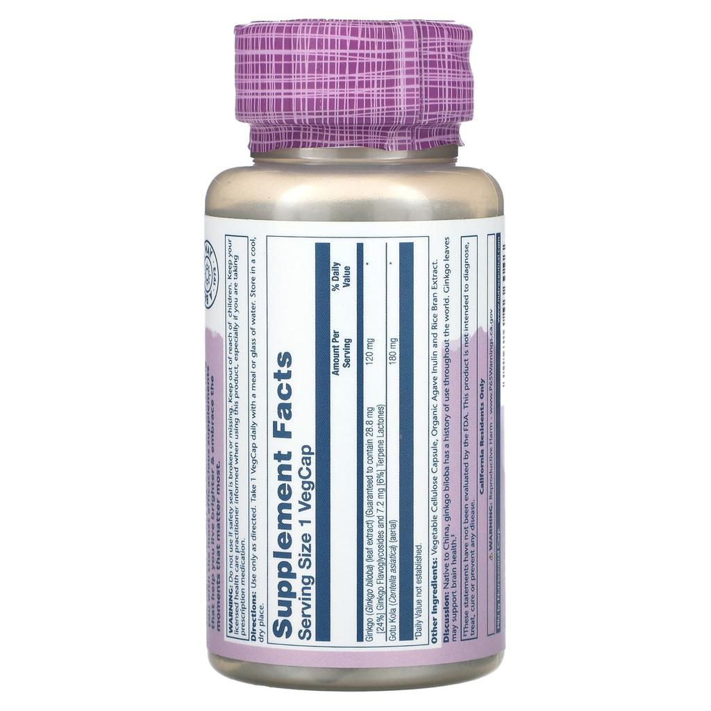 Ginkgo Biloba with Vital Extract, Gotu Kola, 60 Veggie Caps