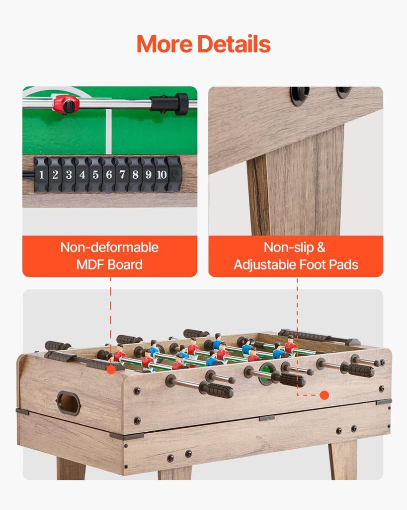 82cm Air Hockey Table 4-in-1 Combo Game Table Foosball Ping Pong Billiard