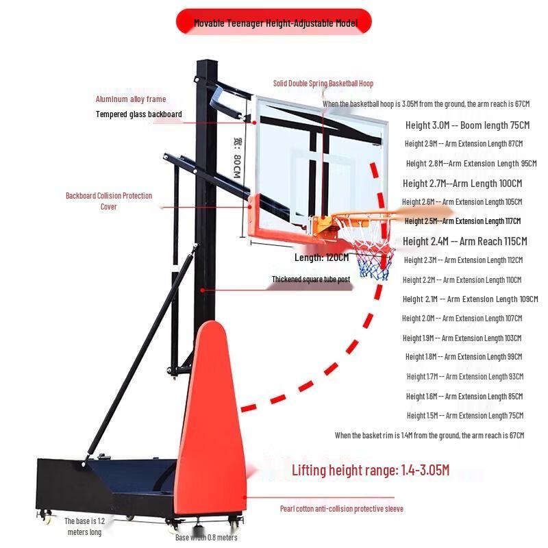 CTDX Adjustable & Movable Outdoor Basketball Hoop