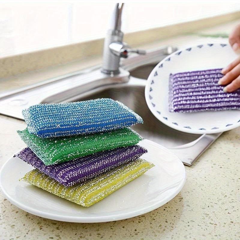 8/12pcs Scrubbing Cleaning Brush Kitchen Pot Magic Dishwashing Cloth Restaurant Decontamination Brush  Block Sink Sponge Wipe