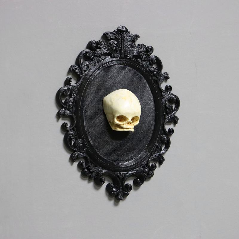 Framed human fetal skull, baby skull oddity, resin casted replica, fetus, curiosity cabinet, 3D Gothic Wall Art - oddities
