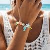 1pc Women'S Bohemian Ocean Style Fun Speckled Fish Ceramic Starfish Conch Imitation Pearl Rice Bead Beaded Bracelet