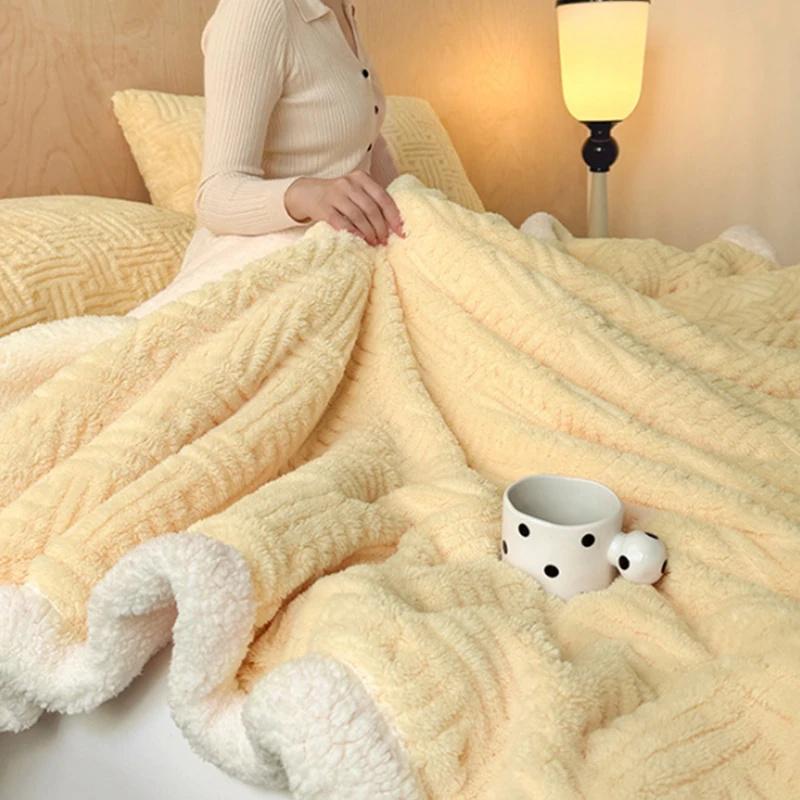 Winter Blanket Coral Fleece Blankets Office Shawl Nap Blanket Air Conditioning Duvet Bedding Warm Sheets 200*230cm