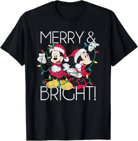 Minnie And Mickey Merry N Bright Black TShirt S