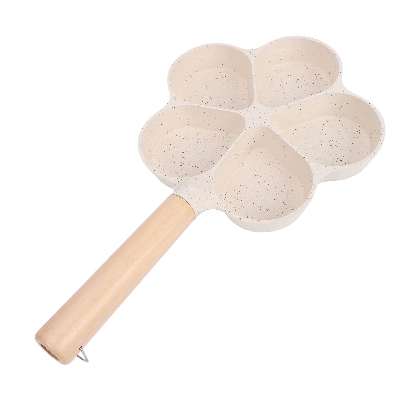 Egg Pan with 5 Sections Flower Shaped Aluminum Alloy Nonstick Divided Omelette Skillet for Breakfast Pancake Sandwiches L