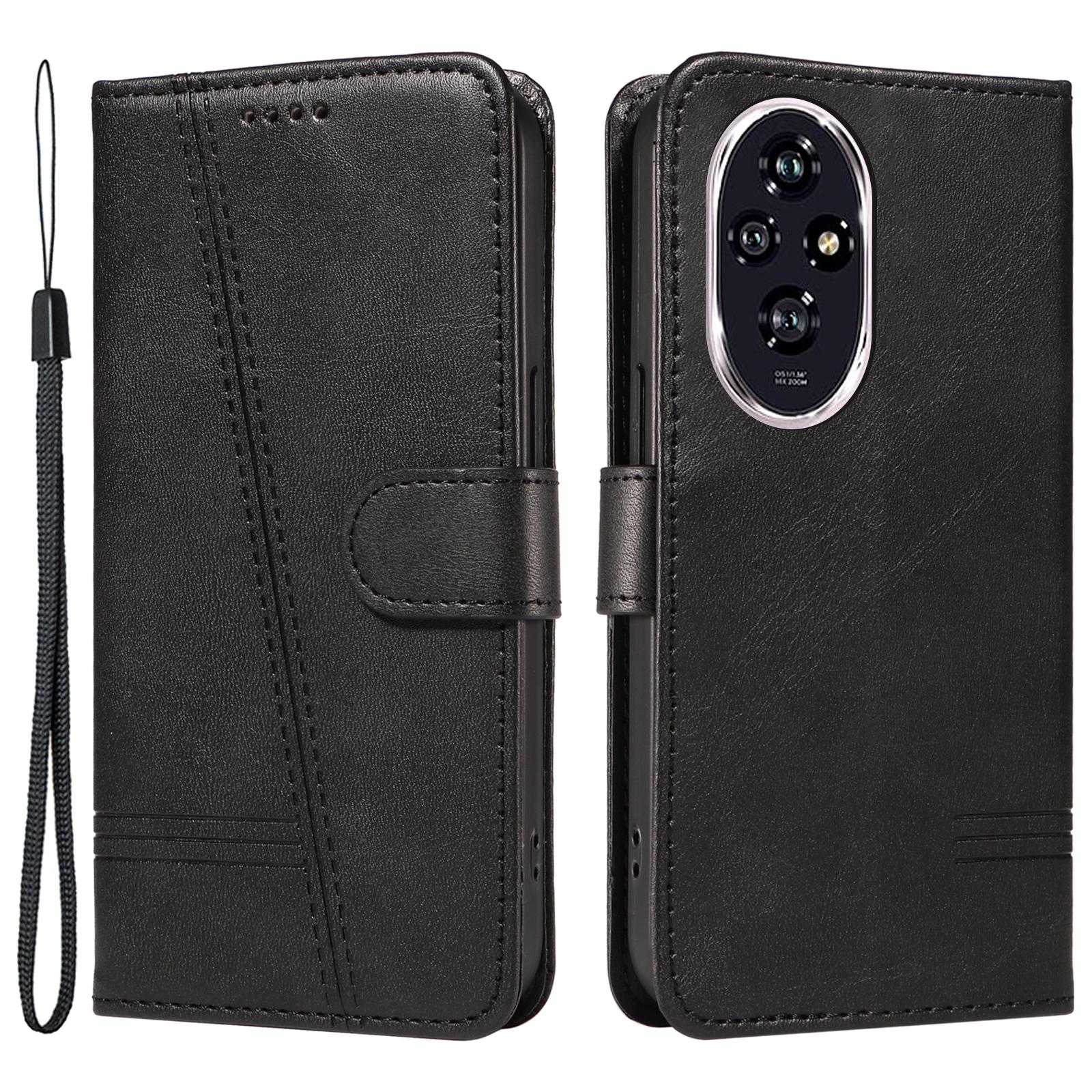 

Для Honor 200 5G Чехол-кошелек из искусственной кожи Чехол для мобильного телефона Магнитная застежка Black