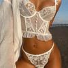 Intimo francese sexy ultra sottile da donna in pizzo ricamo fiori set reggiseno traspirante body shap reggiseni e perizoma set lingerie