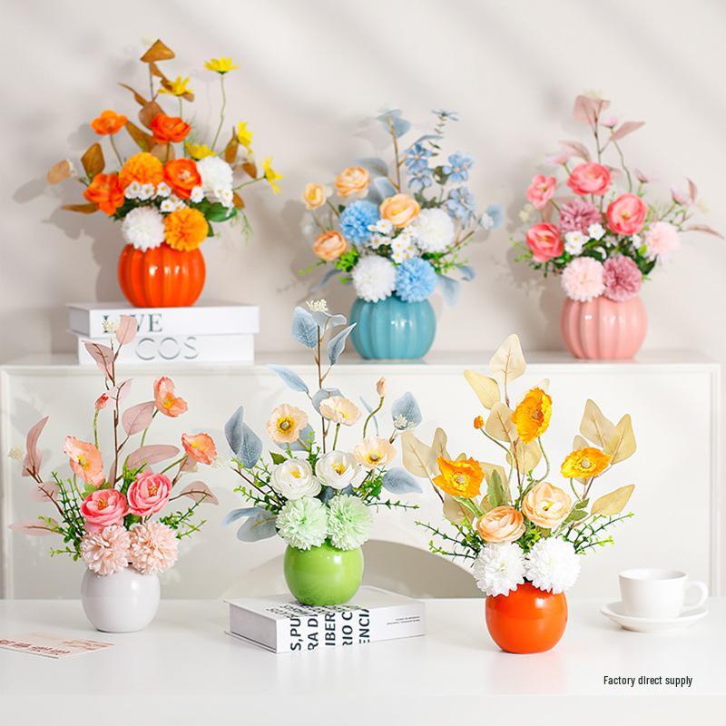 Nordic Artificial Flower Decor: Realistic Floral Arrangements for Living Room & Dining Table.