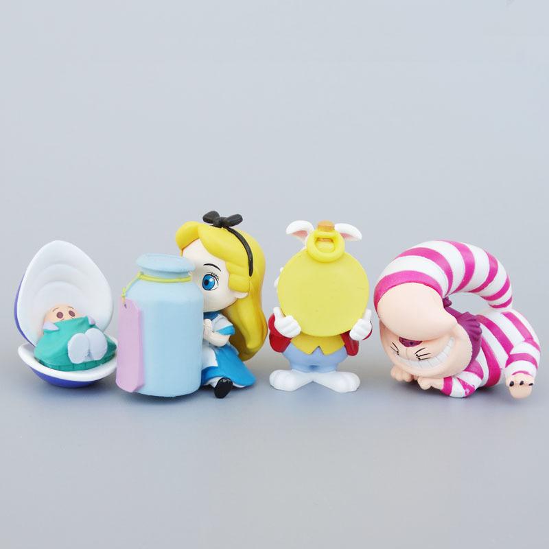 

4Pcs Cartoon Anime Figures Cute Alice Cheshire Cat White Rabbit Pvc Action Figure Model Dolls Toys For Christmas Gift