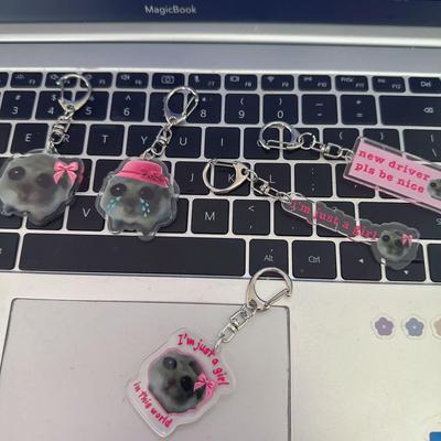 Adorable Hamster Acrylic Keychain for Bags & Phones